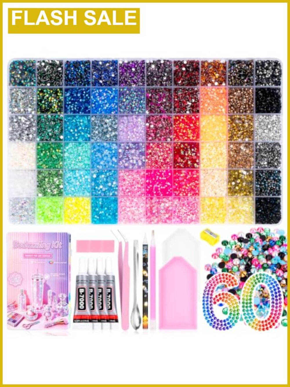 Resin Rhinestone Bedazzling Kit, 60 Colors, 3mm Flatback AB Gems